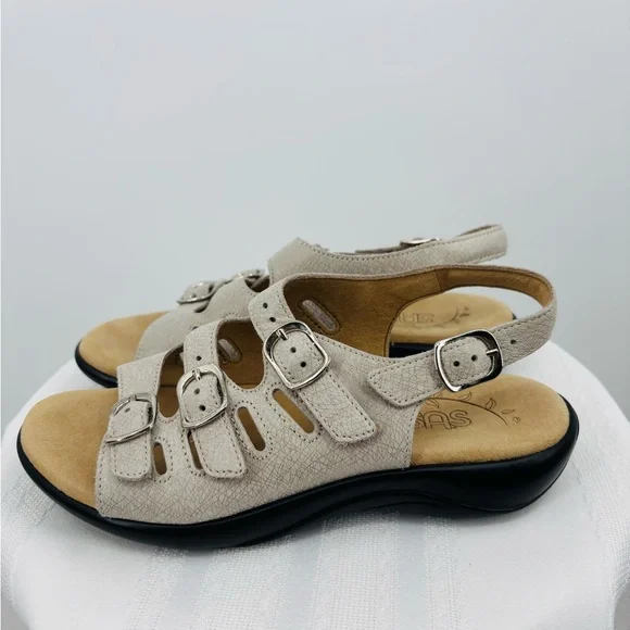 SAS Women’s Leather Upper Sandstone Beige Comfort Sandals Size 6 - Picture 3 of 6